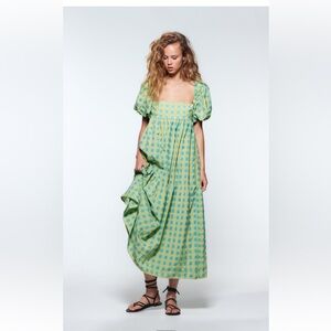 NWT Zara long check print dress SS22- size S